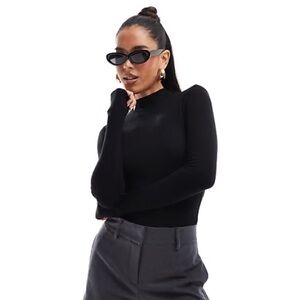 ASOS Black Ribbed Long Sleeve Turtleneck Bodysuit